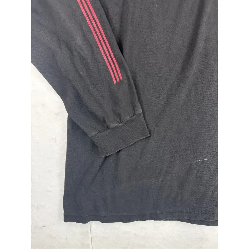 Vintage 90s Adidas Center Logo Long Sleeve Shirt Large Black Red Graphic